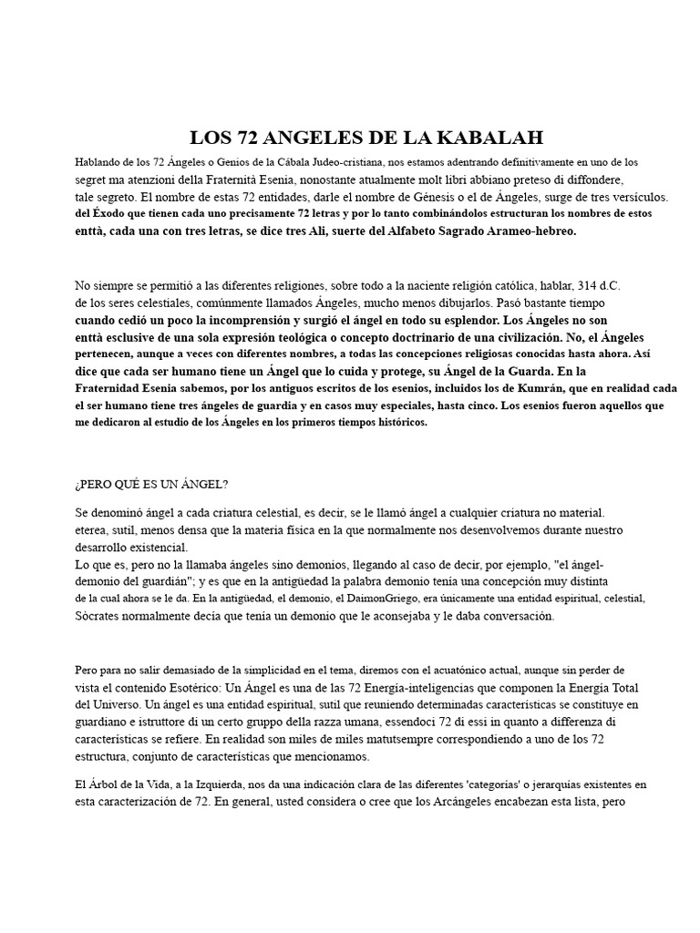 Los 72 Ángeles de La Cábala Hebrea | PDF | Kábala | Ángel