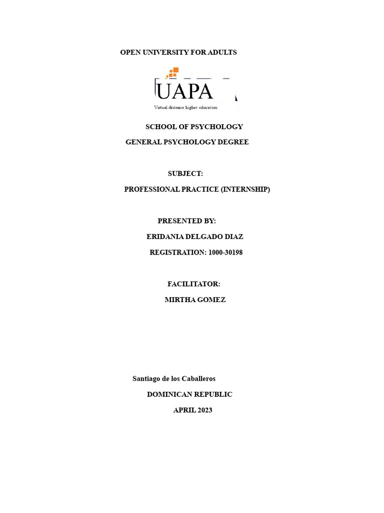 Task 1 Professional Internship Practice | PDF | Evaluation | Psychology
