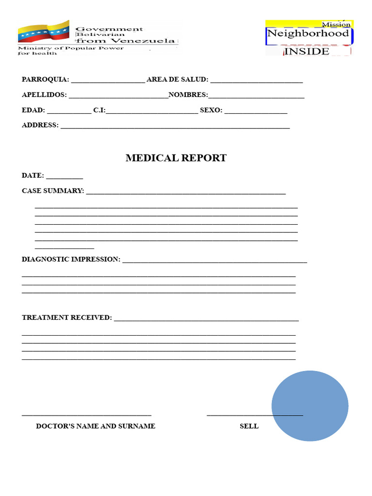 Medical Report Template for Patients | PDF