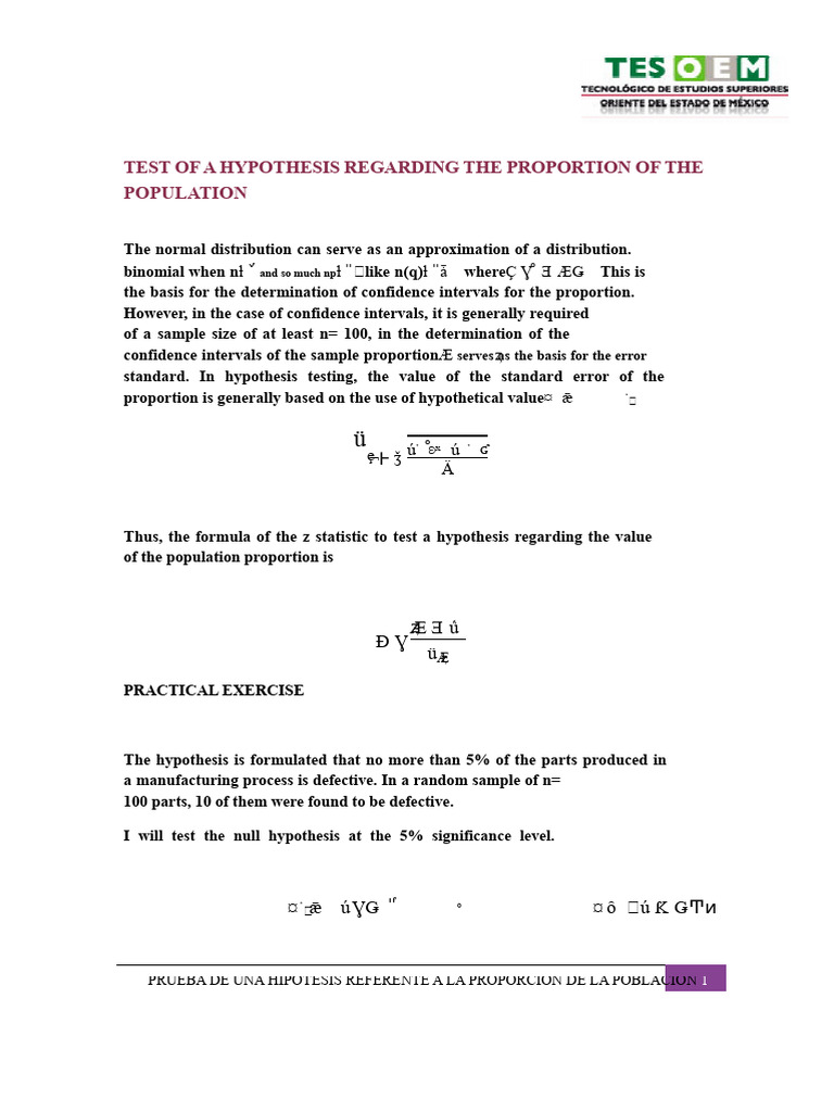 Test of The Difference Between 2 Population Proportions | PDF ...