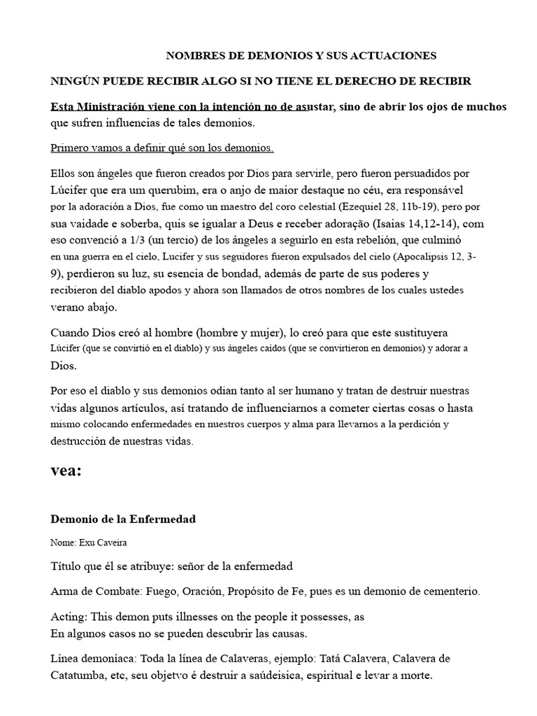 Nombres de Demonios y Sus Actuaciones | PDF | Demonios | Satán