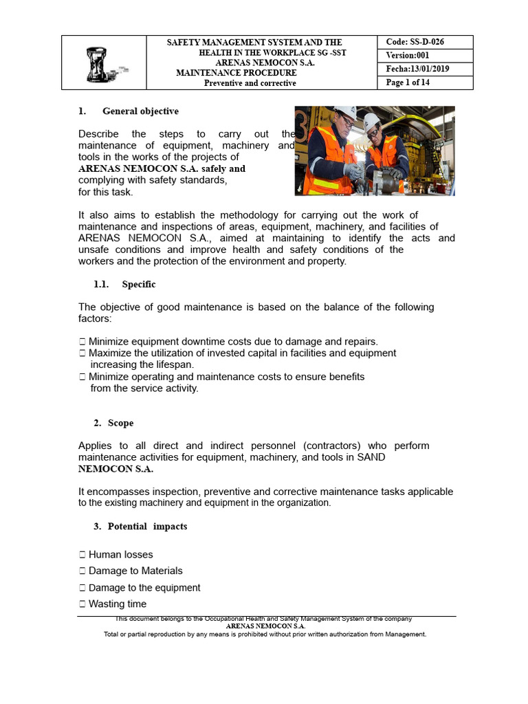 Procedure For Preventive and Corrective Maintenance Model | PDF | Safety