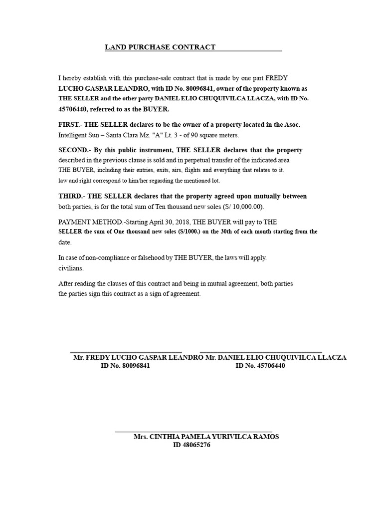 Land Purchase Agreement | PDF