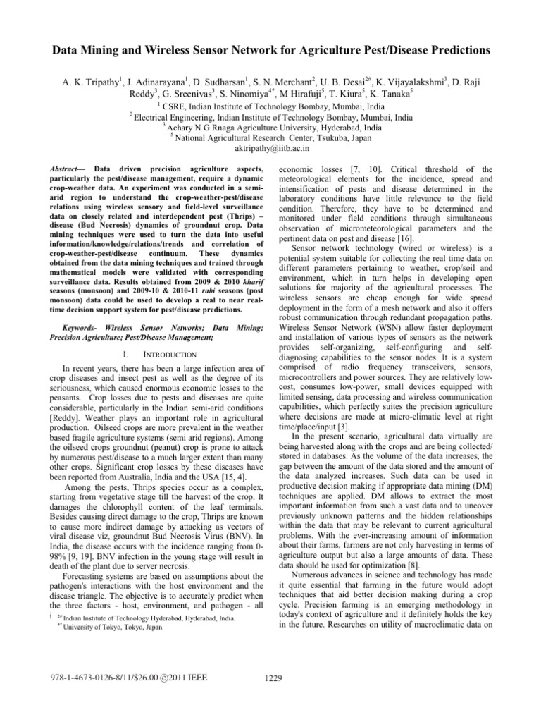 Data Mining and Wireless Sensor Network For Agriculture Pest Disease ...