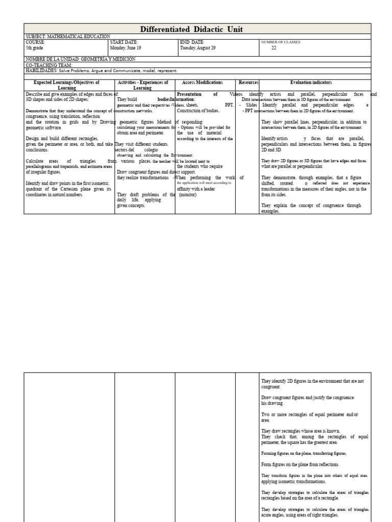5th Grade Math: Geometry & Fractions Unit | PDF | Area | Triangle