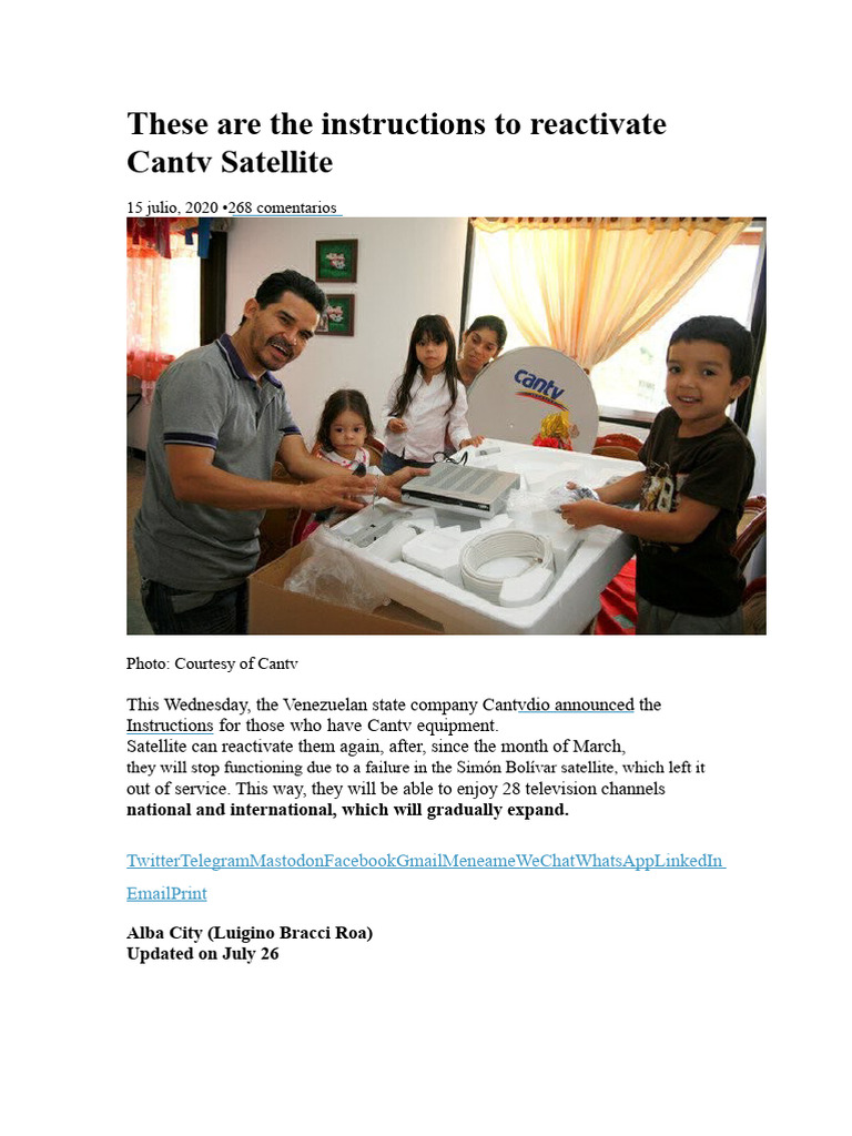 Reactivate Cantv Satellite Service Guide | PDF