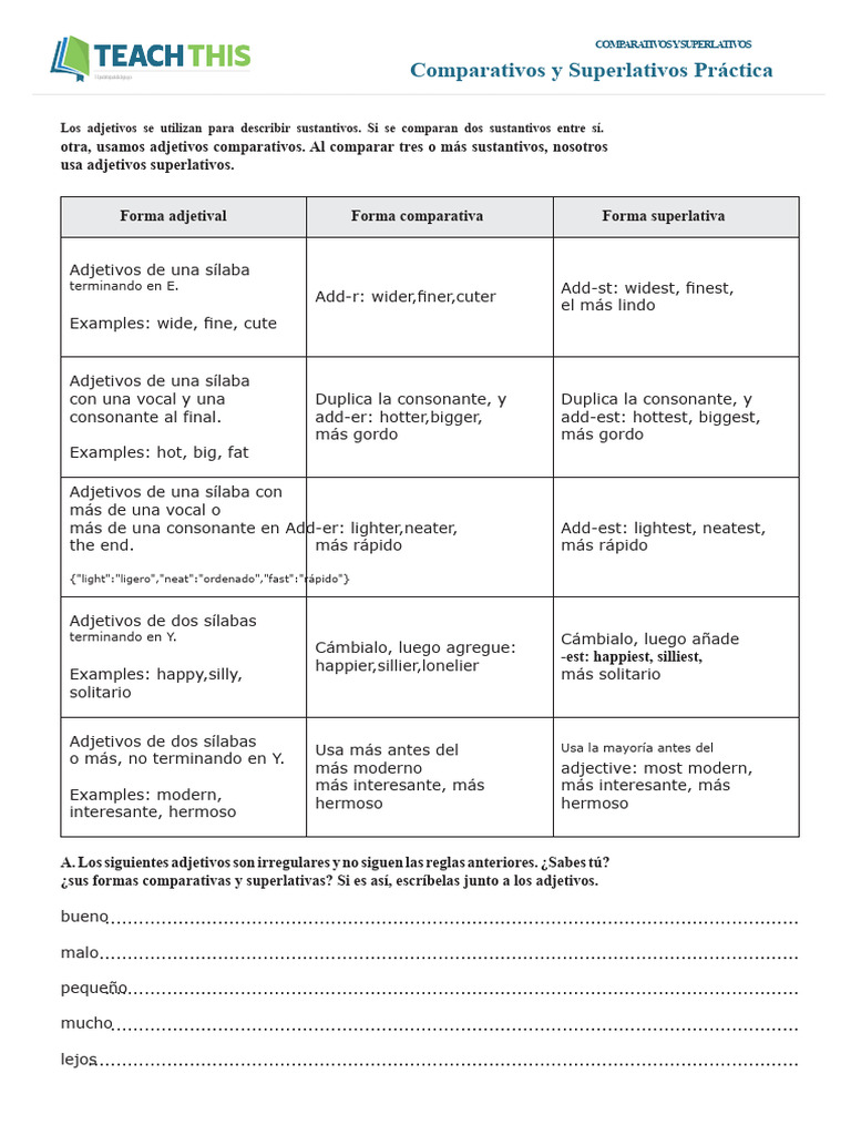 Comparativos y Superlativos en Inglés | PDF | Adjetivo | Lingüística