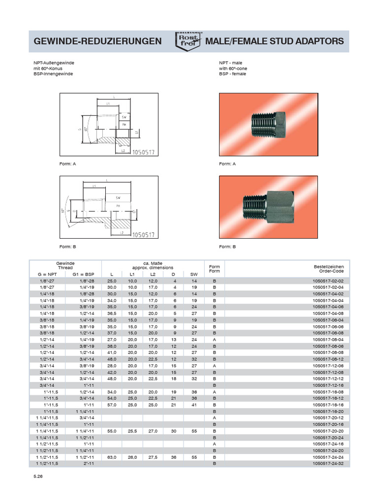 NPT to BSP Thread Adapters Guide | PDF | Plumbing | Metalworking
