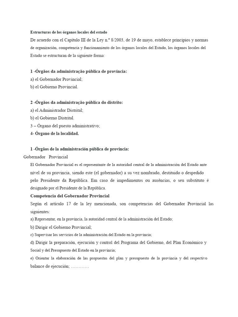 Estructuras de Los Órganos Locales Del Estado | PDF | Estado (política ...