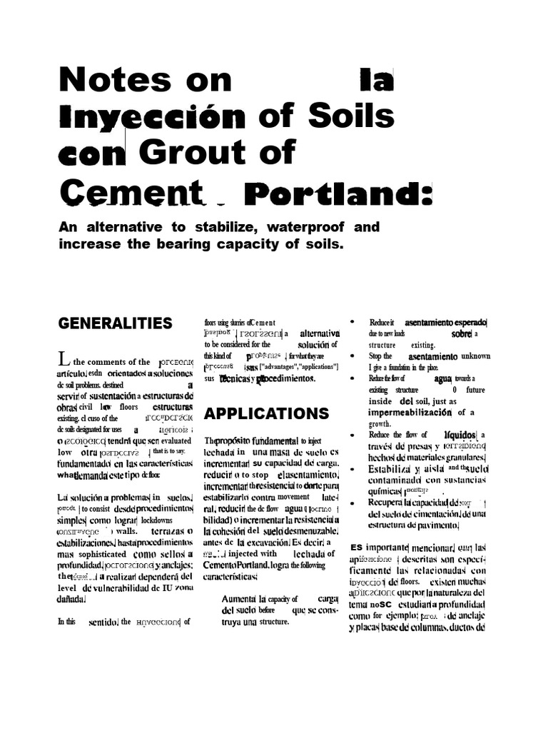 4 Notes On Soil Injection With Portland Cement Slurry | PDF | Cement | Sand