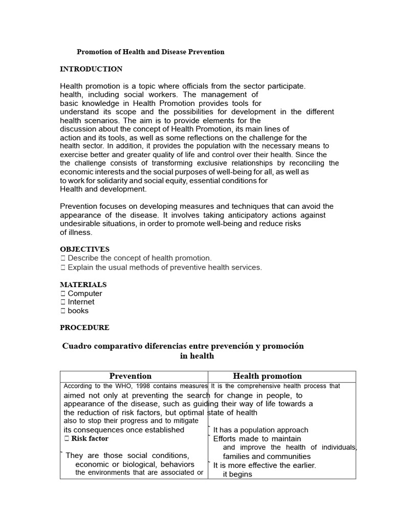 Health Promotion and Disease Prevention | PDF | Preventive Healthcare ...