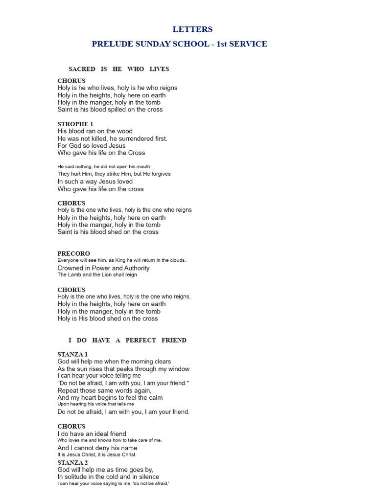 Sunday School Worship Lyrics Collection | PDF | Jesus | Glory (Religion)