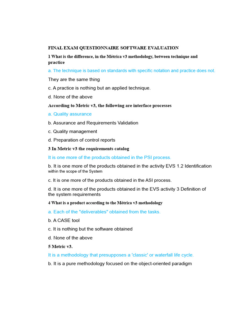 Final Exam Questionnaire Software Evaluation | PDF | Information ...