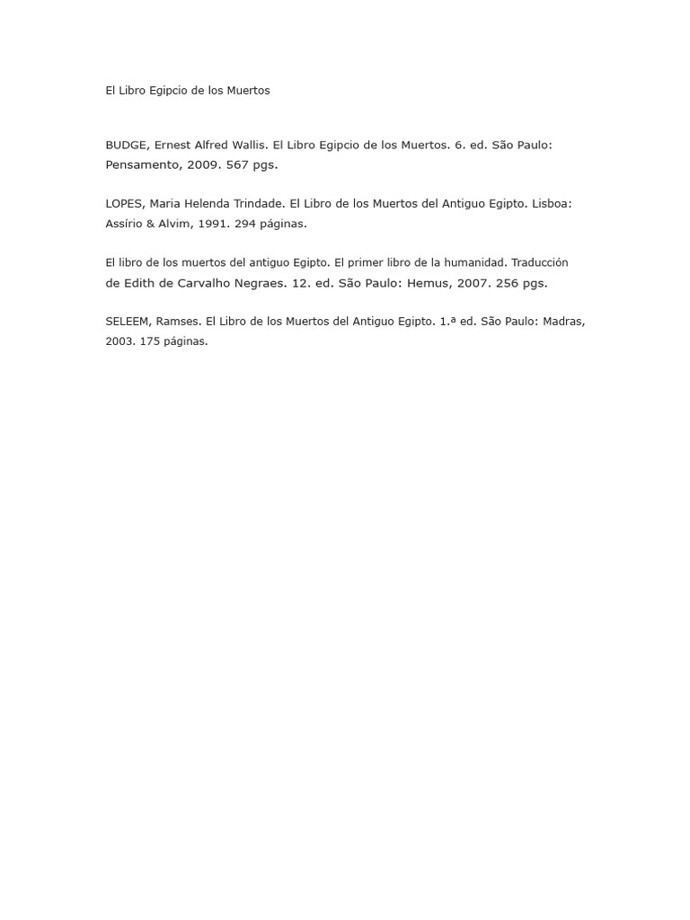 El Libro Egipcio de Los Muertos | PDF