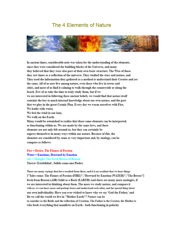 Understanding the Four Elements of Nature | PDF | Qi | Fires