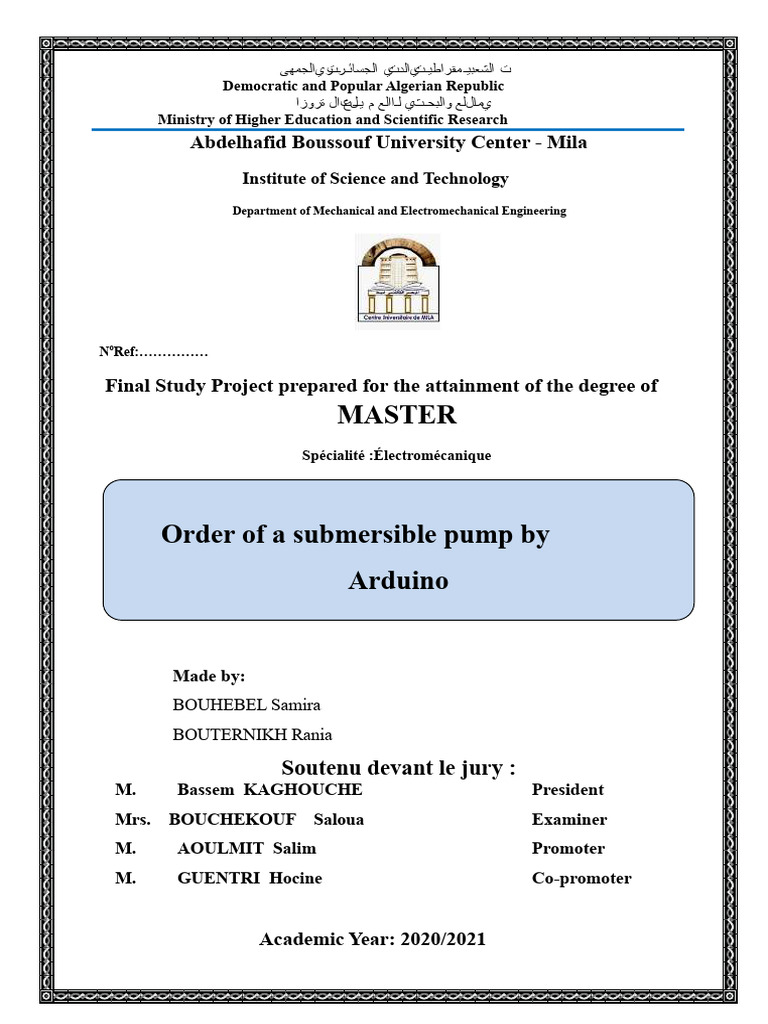 Control of a submersible pump by Arduino | PDF | Irrigation | Arduino