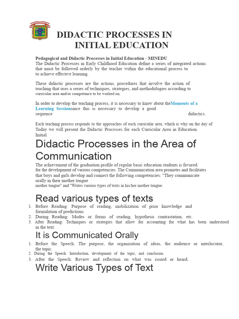 Didactic Processes in Initial Education | PDF | Curriculum | Pedagogy