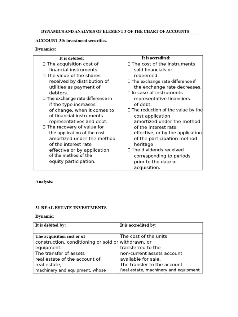 Dynamics and Analysis of Element 3 of The Chart of Accounts | PDF ...