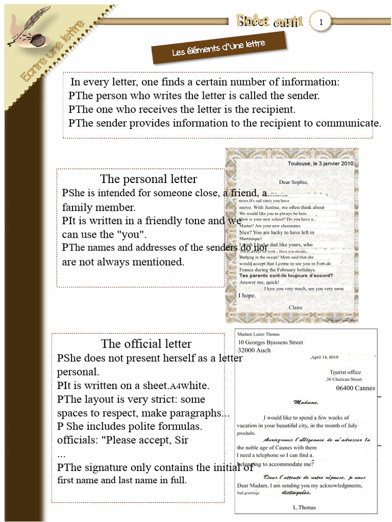Writing Personal and Official Letters | PDF | Grammar | Language Mechanics