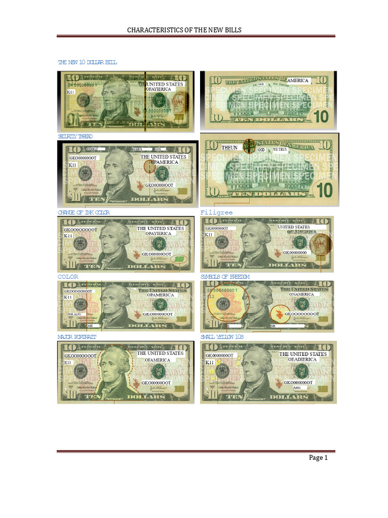 Features of New $10 and $100 Bills | PDF | Federal Reserve Note ...