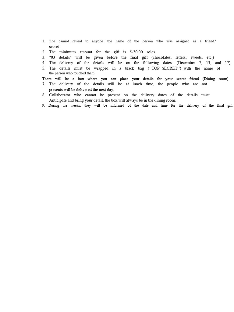 Secret Gift Exchange Guidelines | PDF