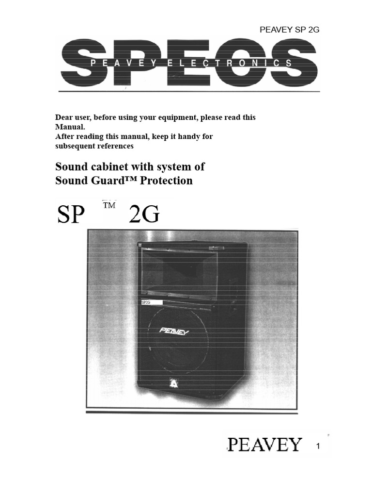 Peavey SP 2G Speaker System Manual | PDF | Loudspeaker | Acoustics