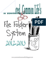 A Contented, Common Life's File Folder System 2012-13