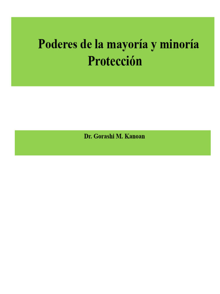 Poderes de mayoría y protección minoritaria | PDF | Grupo minoritario ...