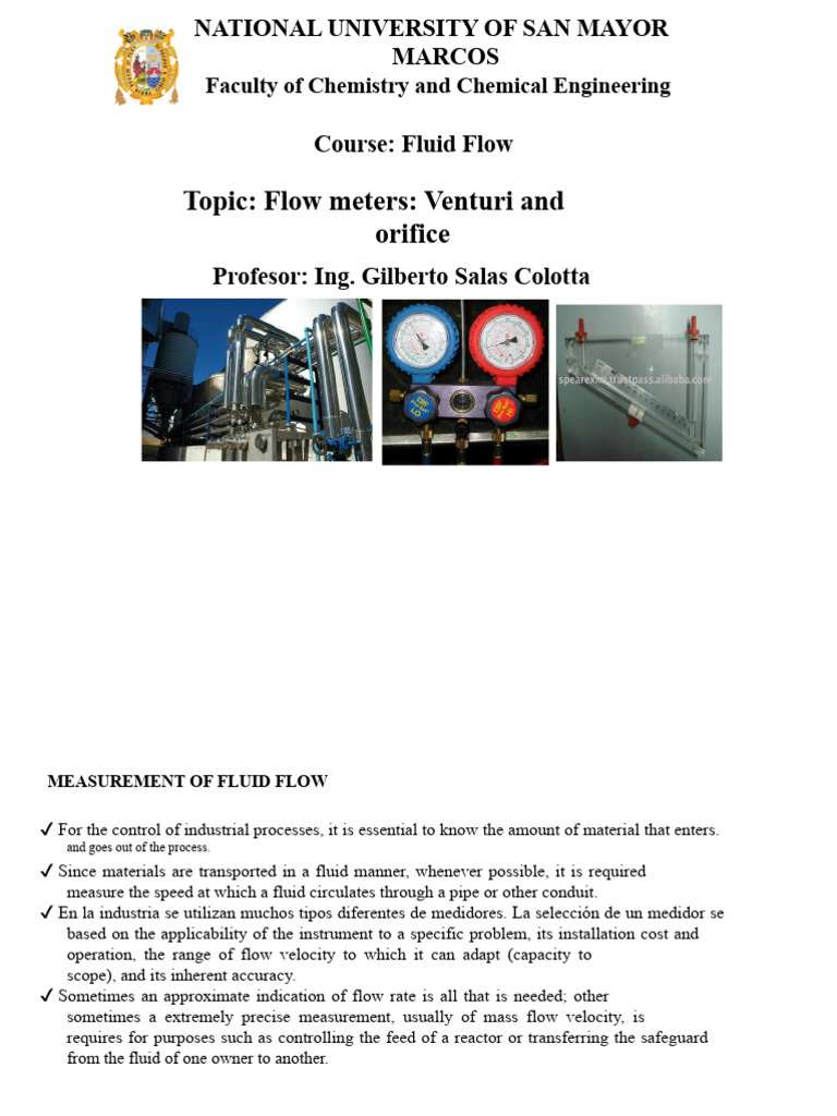 Flow Meters: Venturi and Orifice Explained | PDF | Flow Measurement ...