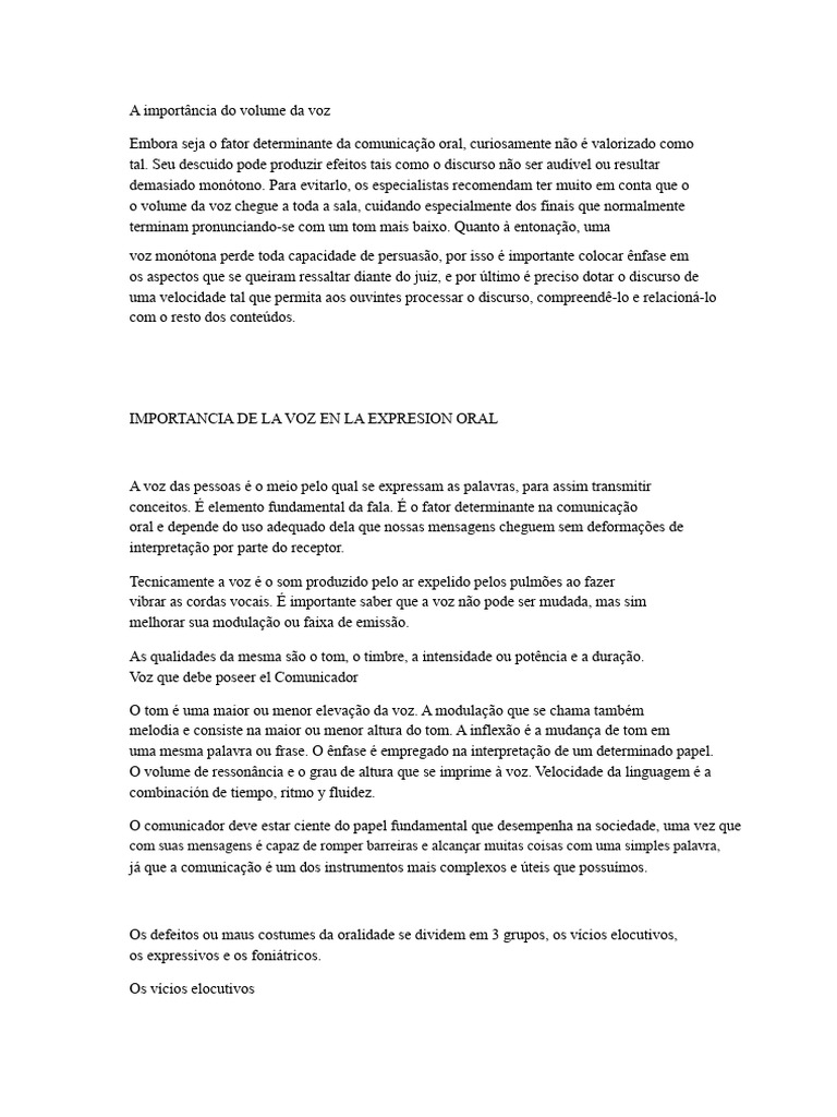 A Importância do Volume da Voz na Comunicação | PDF | Voz humana ...