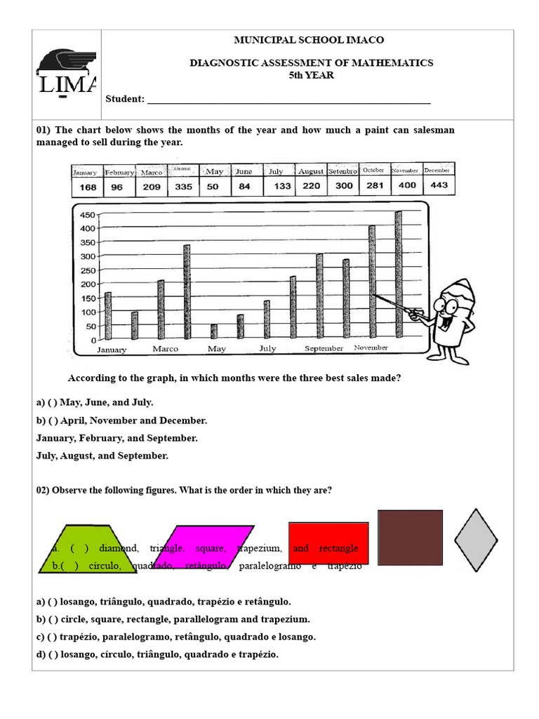 5th Year Mathematics Diagnostic Assessment | PDF | Rectangle ...
