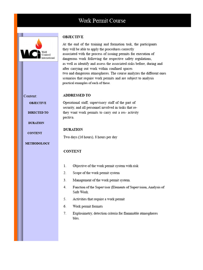 Work Permit Training for Safety Compliance | PDF