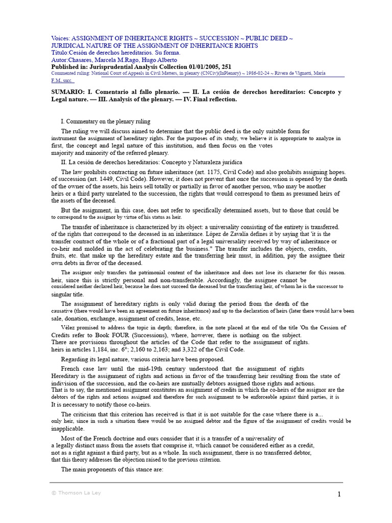 Assignment of Inheritance Rights Explained | PDF | Assignment (Law ...