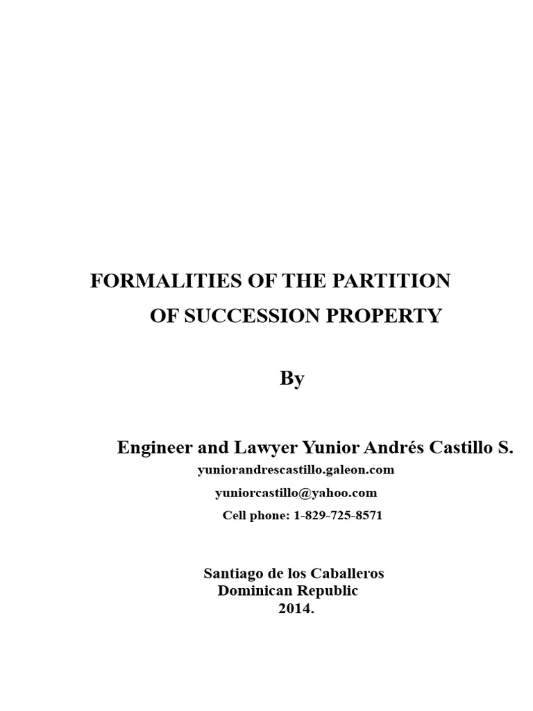 Inheritance Partition Formalities Guide | PDF | Annulment | Inheritance
