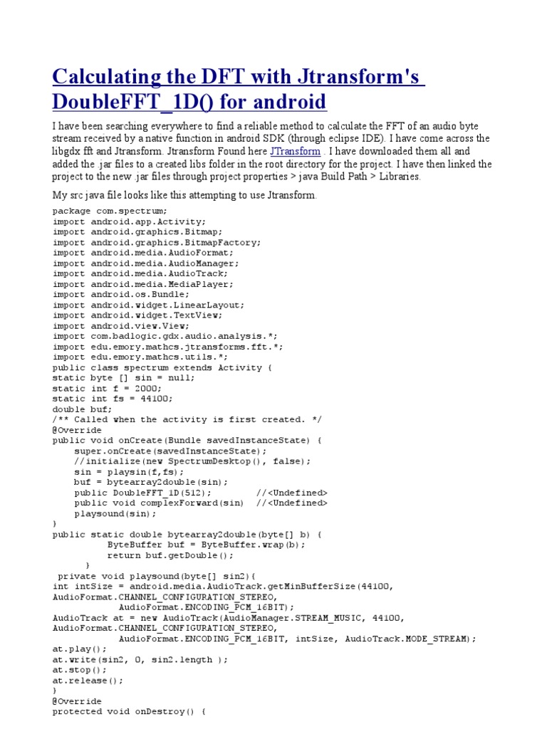 DFT Calculation with JTransform in Android | PDF | Android (Operating ...