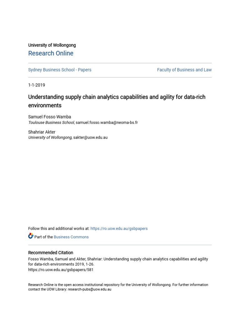 Supply Chain Analytics and Agility Insights | PDF | Analytics | Supply ...