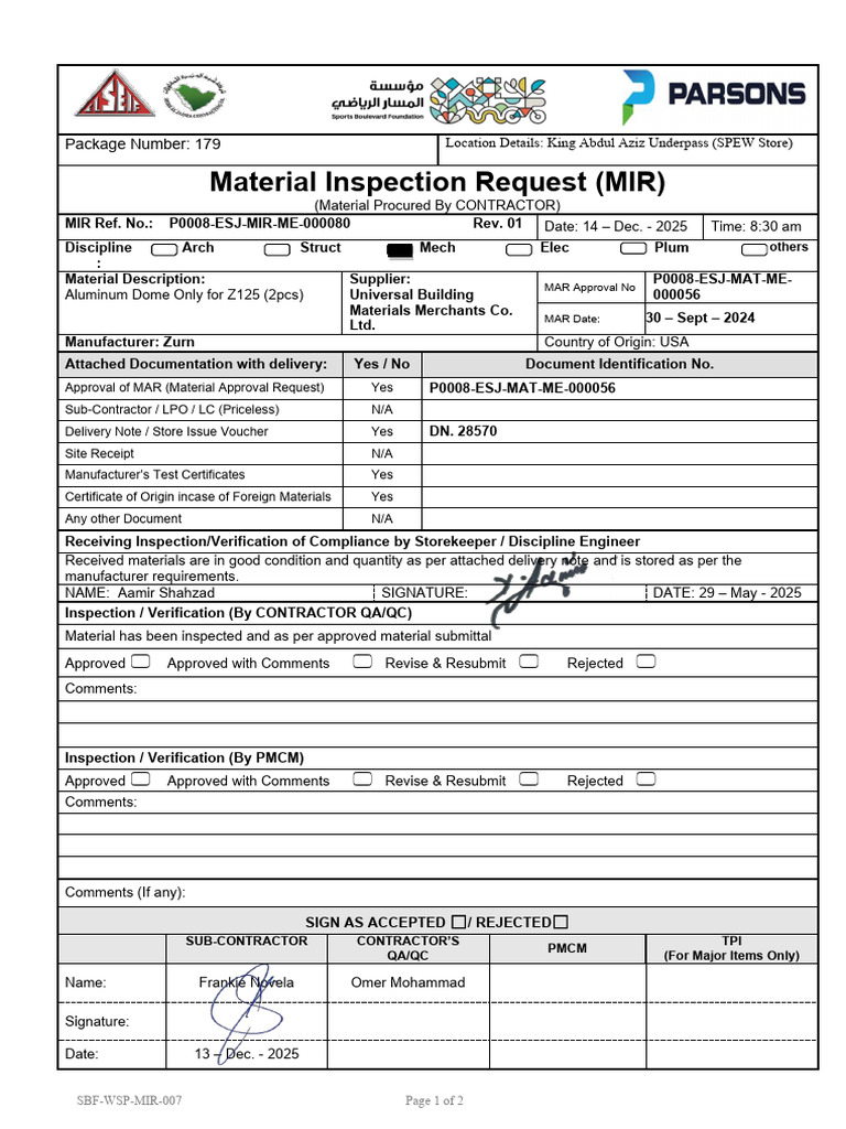 P0008-ESJ-MIR-ME-000080_01 | PDF | Specification (Technical Standard ...