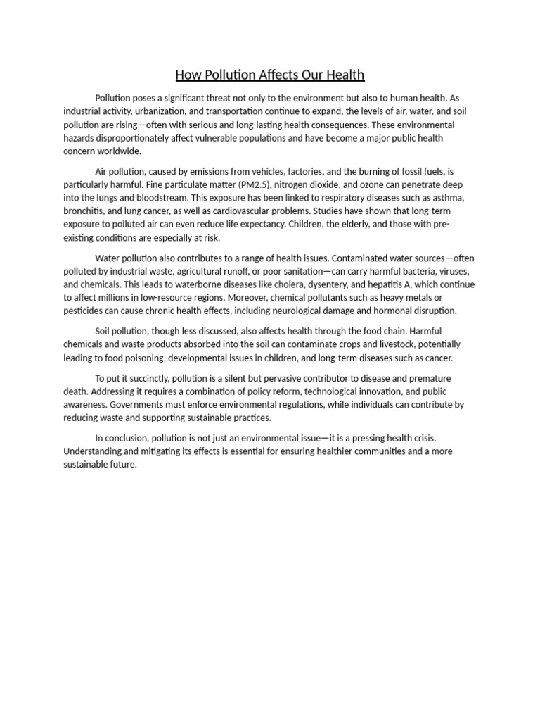 Impact of Pollution on Human Health | PDF | Pollution | Climate Change