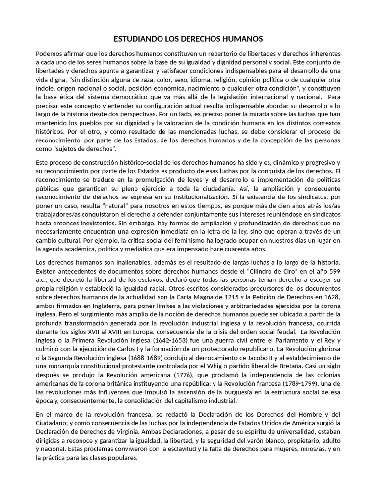 Historia y Evolución de los Derechos Humanos | PDF | Derechos humanos ...