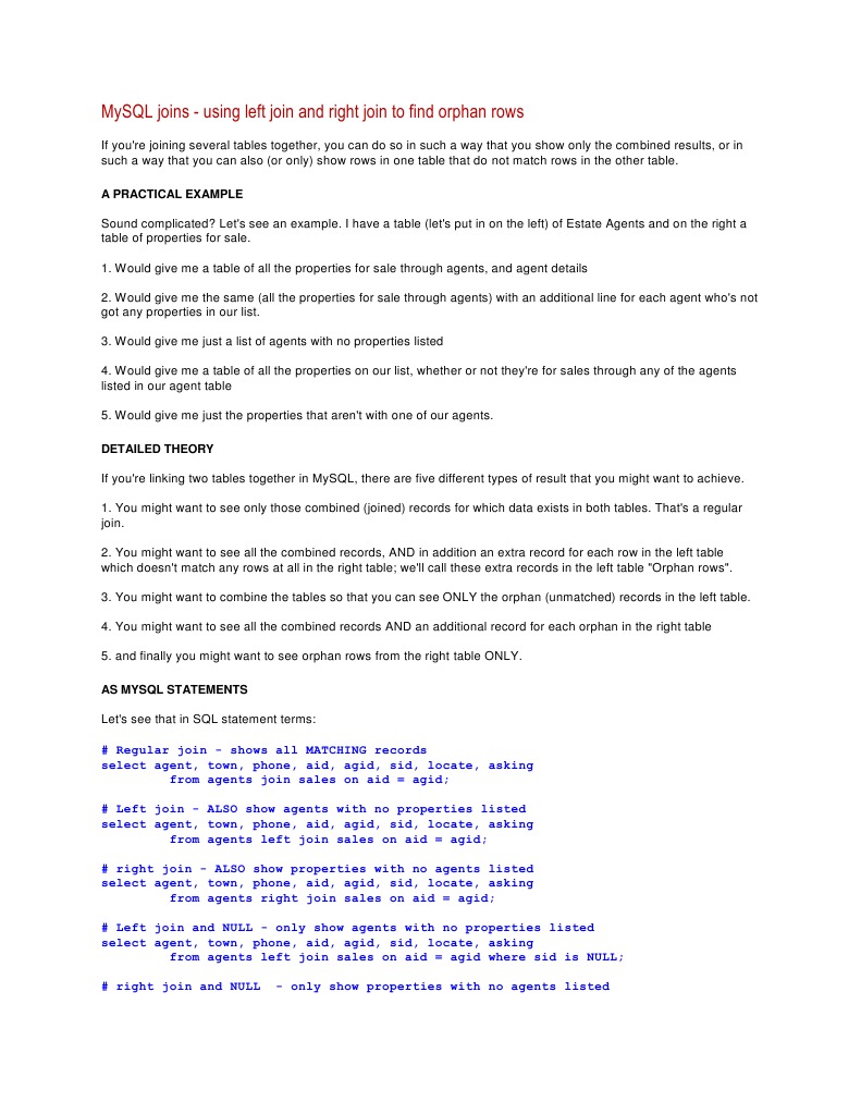 MySQL Left and Right Joins Explained | PDF | Sql | Data Management Software