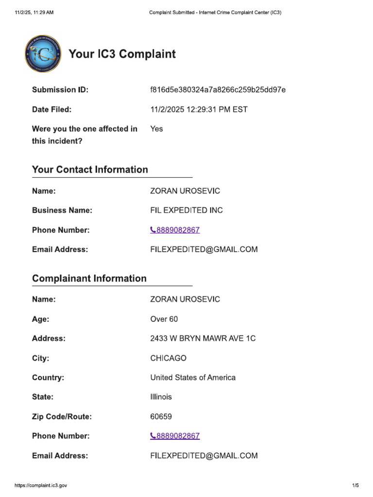 FBI Complaint | PDF