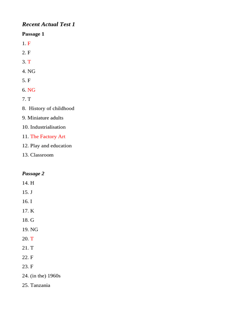 Recent Actual Test 1 | PDF
