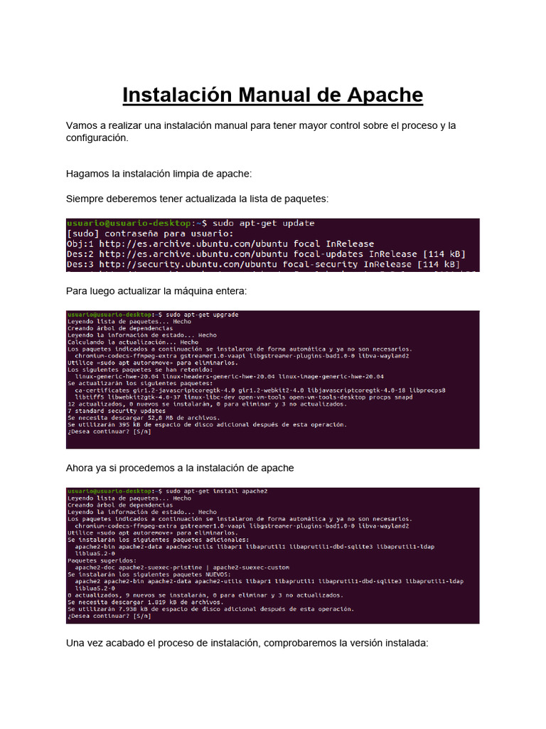 Instalación y Configuración de Apache | PDF | Servidor HTTP Apache ...