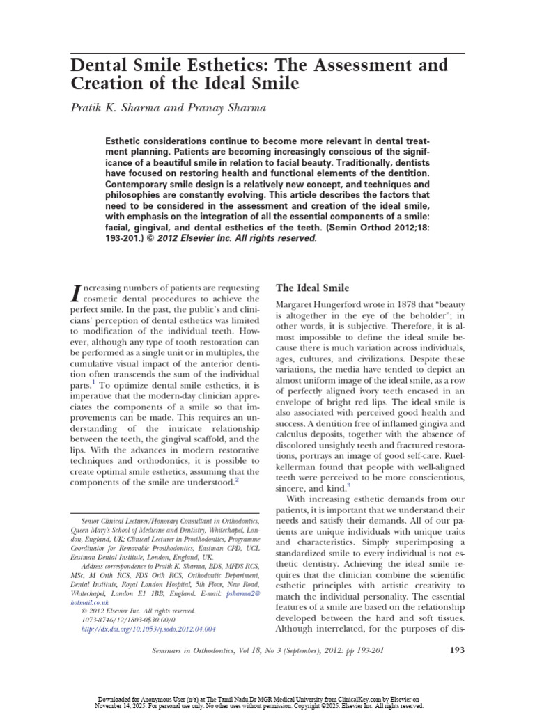 Ideal Smile Assessment and Design | PDF | Periodontology | Tooth