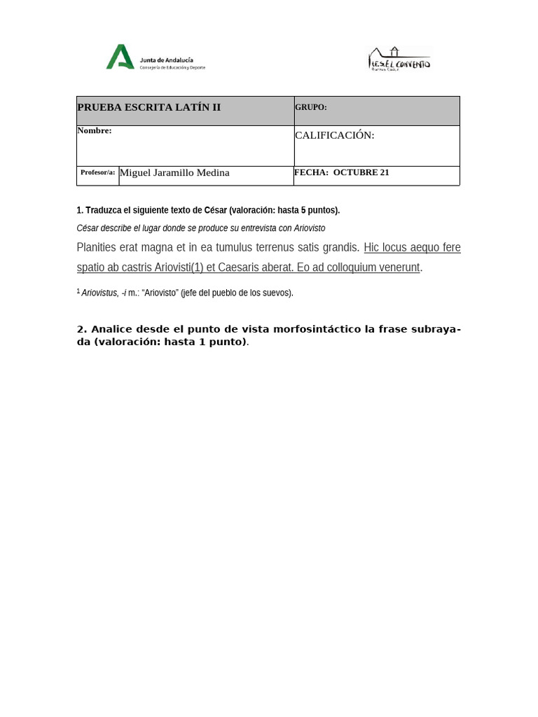 Prueba Latín Oct | PDF