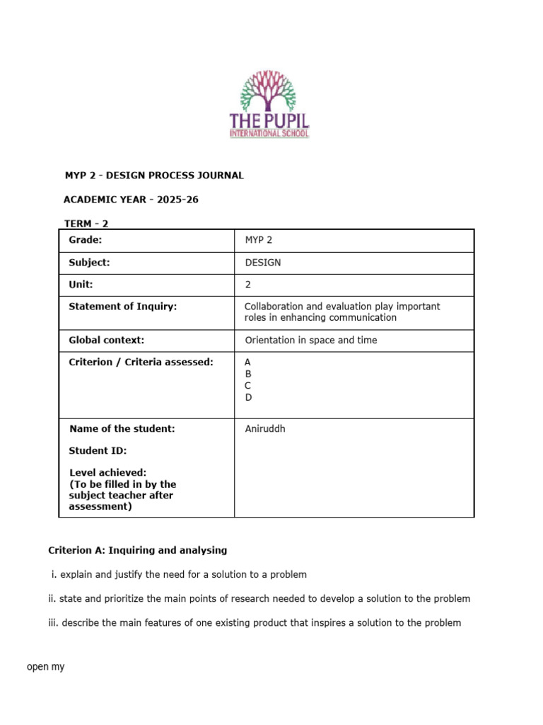 MYP 2 Design Process Journal: Air Pollution Animation | PDF | Concept ...