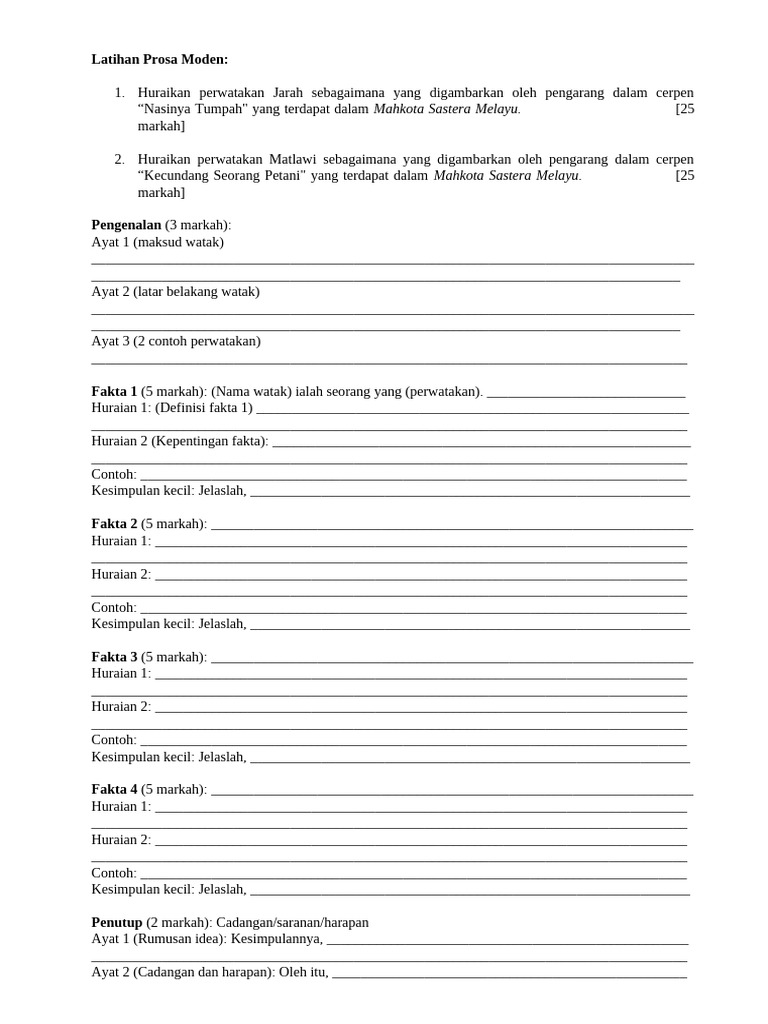 Latihan Prosa KMK STPM Nasinya Tumpah | PDF