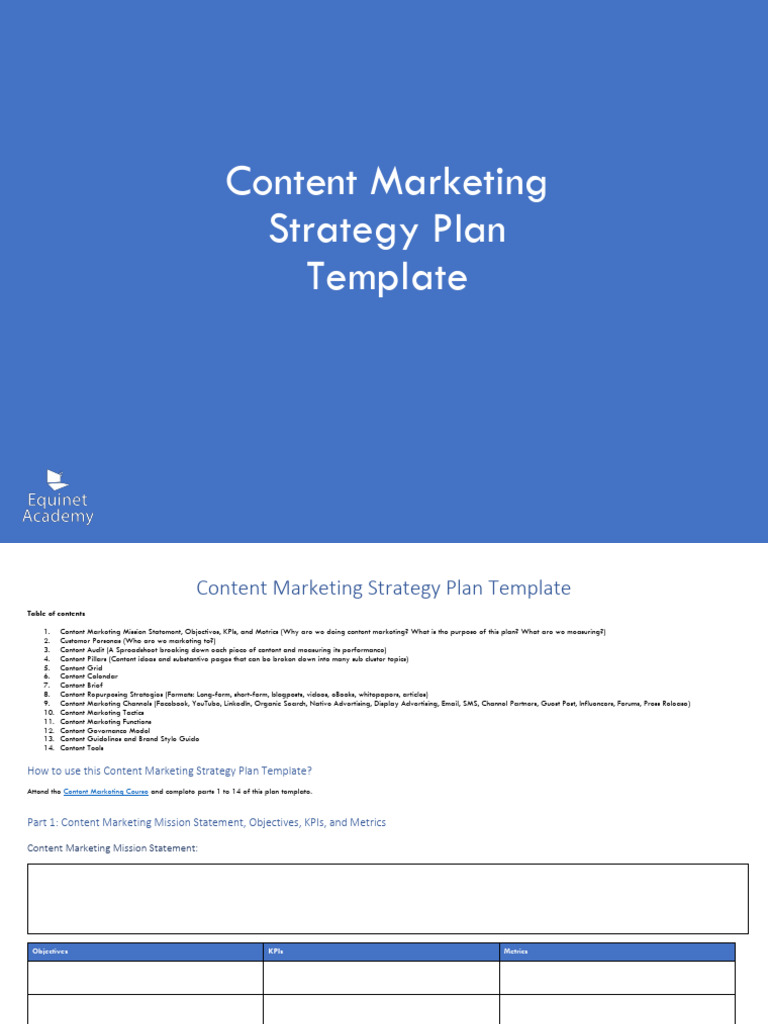 Content Marketing Strategy Template | PDF | Search Engine Optimization ...