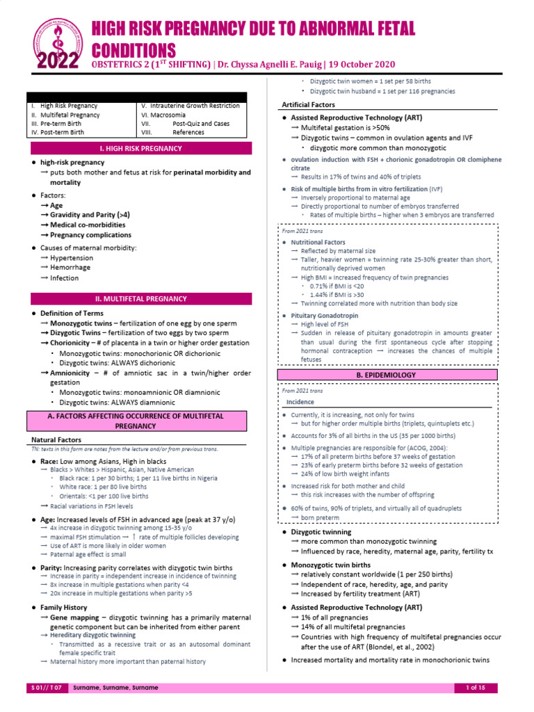 [OB2]-S01-T07-High Risk Pregnancy Due to Abnormal Fetal Conditions.docx ...