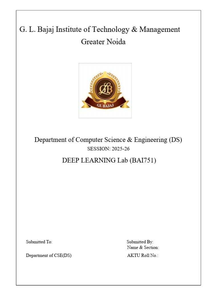 4th Year Deep Learning Lab File | PDF